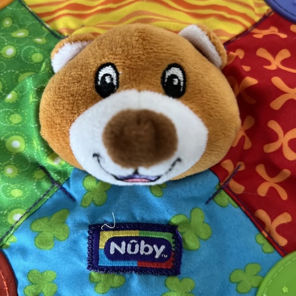 Nuby Comfort Teether Bear Teething Blanket Brown Bear Teether Lovey Security Toy - Picture 3 of 4